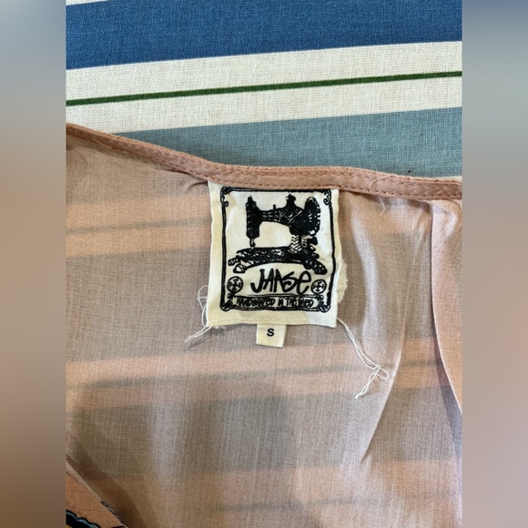 JAASE Jumpsuit Pale Pink Blue Flutter Sleeve Wide Leg Drawstring Tassel Hippie. - Picture 3 of 7